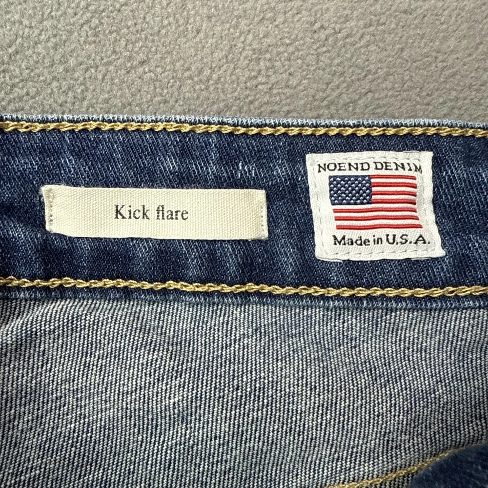 NoEnd Denim Jeans Womens 24 Blue Kick Flare Mid Rise Medium Wash USA Made‎
